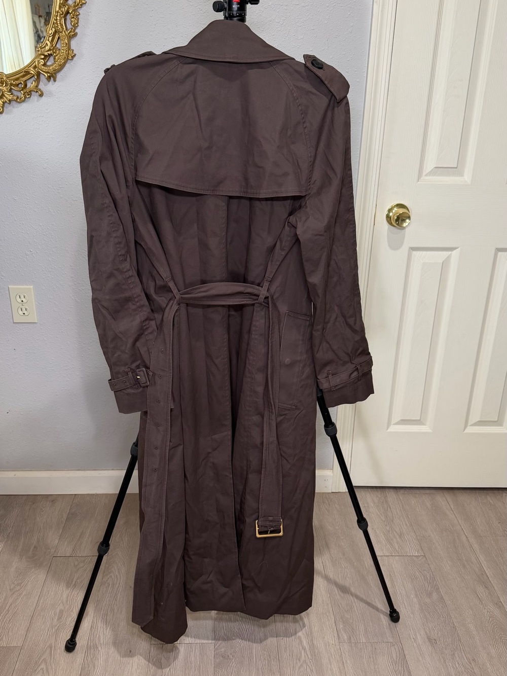 Quince Brown Comfort Stretch Long Trench Coat size M - Picture 8 of 10